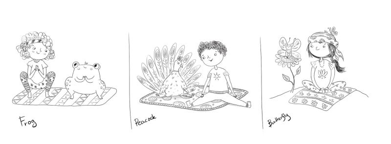 animal yoga sketches